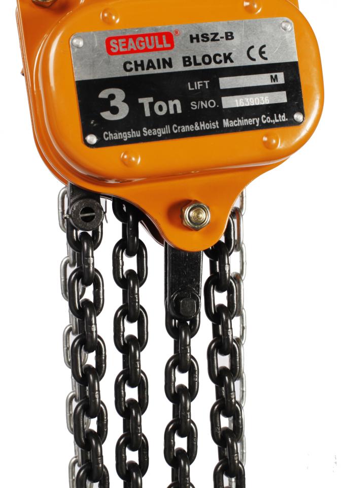 Alloy Steel 3 T / 3 Ton Manual Chain Block , Standard Construction