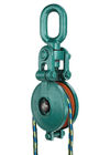 Green Double Sheave Block Pulley / 10 Ton Snatch Block With Hook Drop Forged