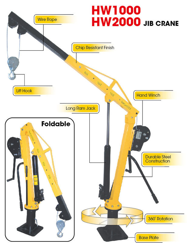 1T Vehicle Mounted Remote Control Jib Hoist Lifting Devices For Light