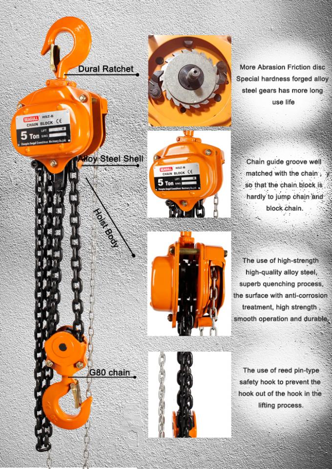 Small Hand Pull Manual Chain Block , 5 Ton Manual Chain Hoist