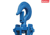 Open Dual Sheave Block Pulley Snatch Block With Hook 10 Ton , Blue Color
